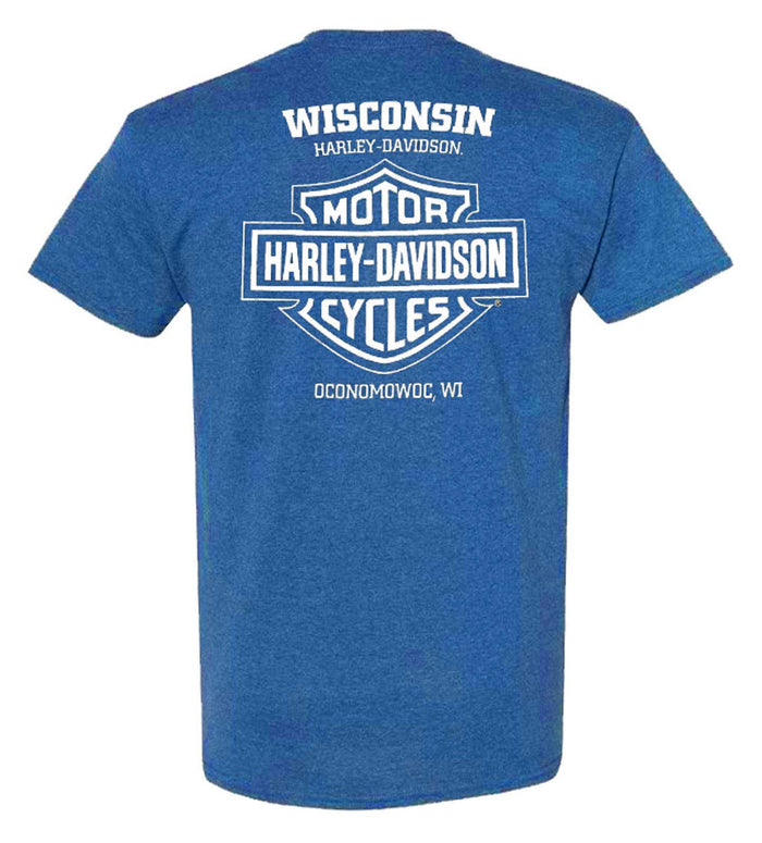 Harley-Davidson Men's Pander Short Sleeve Tri-Blend T-Shirt, Royal Blue