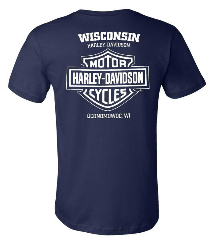 Harley-Davidson® Men's Bold Crew-Neck Cotton Short Sleeve T-Shirt, Navy Blue
