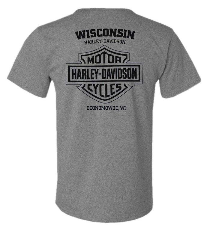 Harley-Davidson Men's One Streak #1 RWB Short Sleeve Tri-Blend T-Shirt, Gray