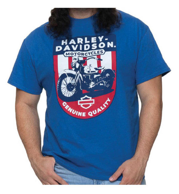 Harley-Davidson® Men's Partisan Short Sleeve Cotton-Blend T-Shirt, Antique Blue