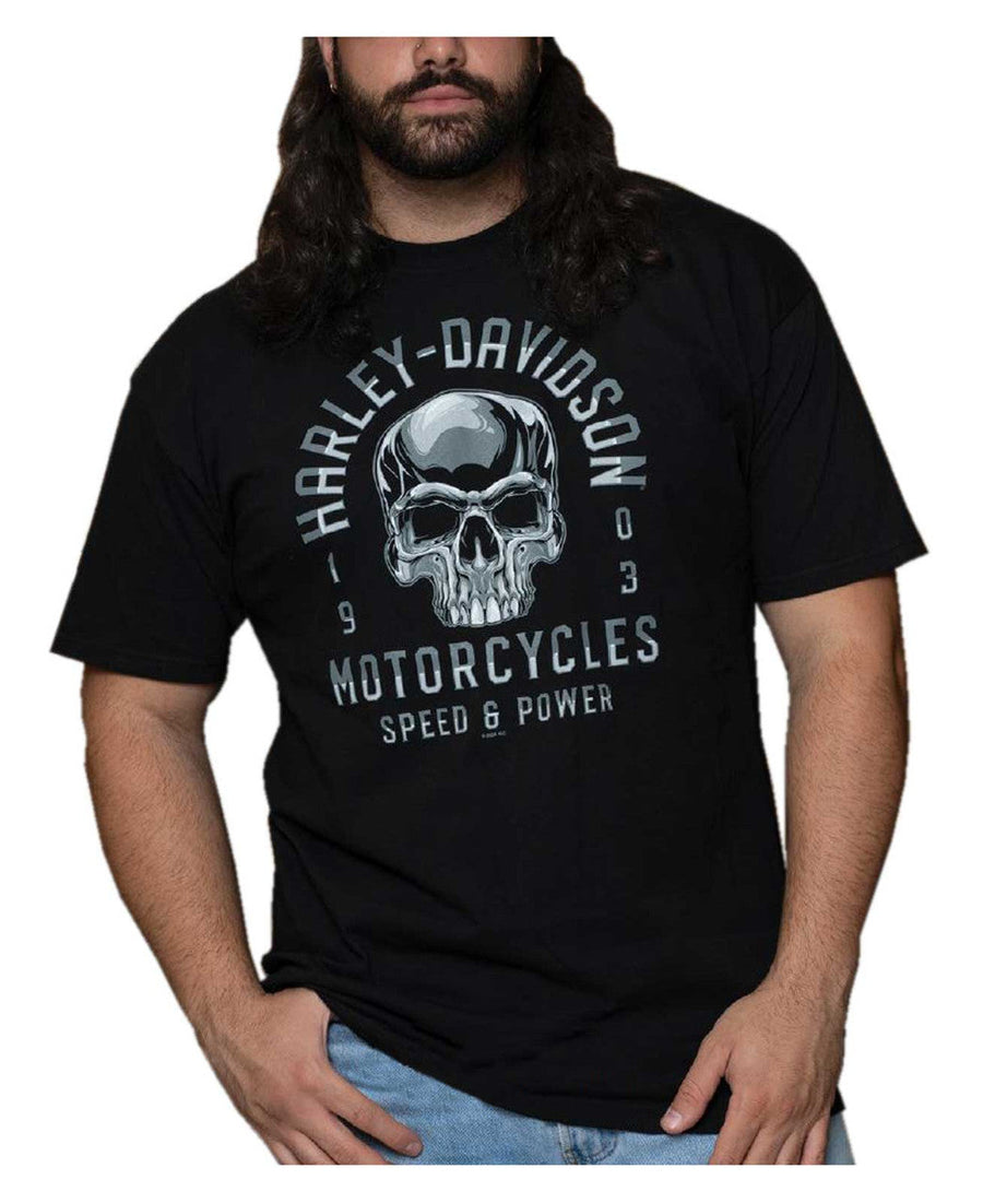 Harley-Davidson® Men's Chrome Life Skeleton Short Sleeve Cotton T-Shirt, Black