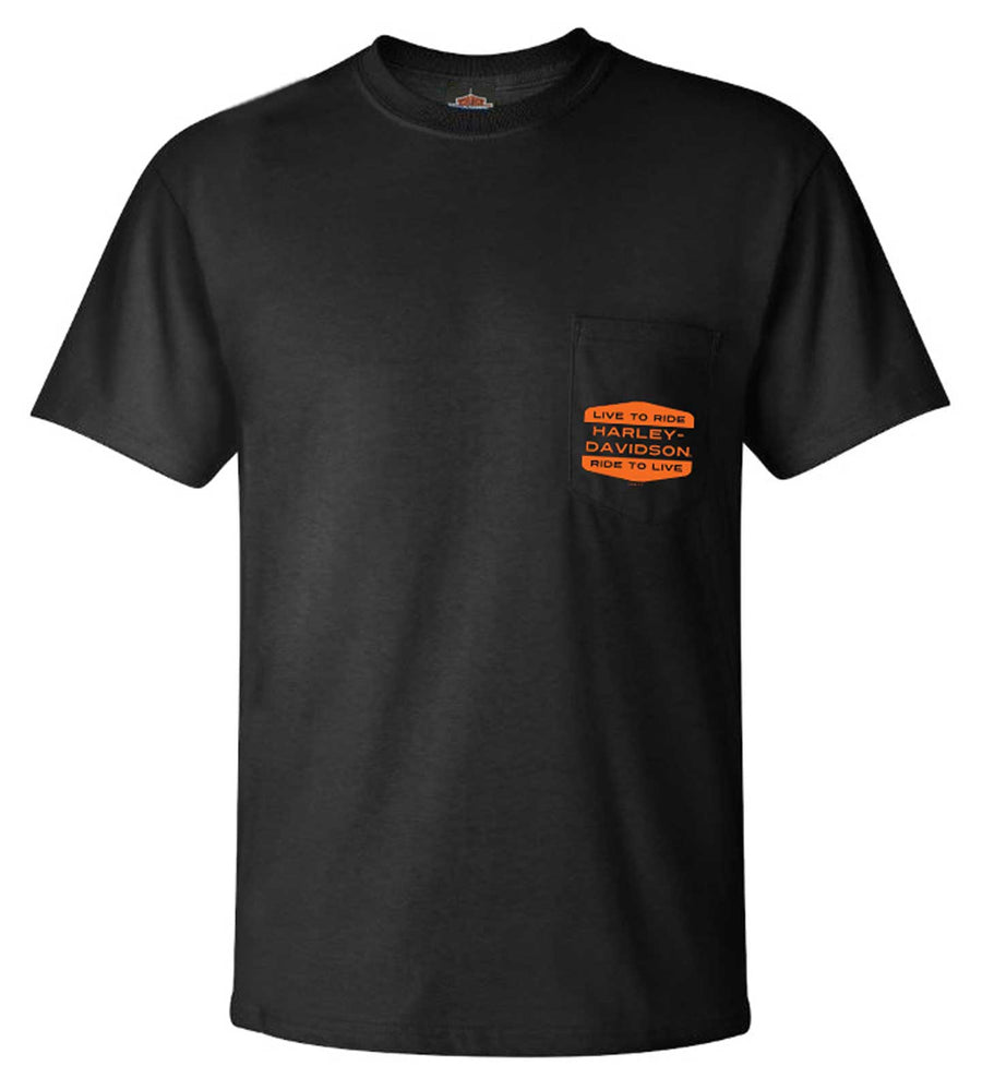 Harley-Davidson® Men's Shell Badge Short Sleeve Chest Pocket Tee, Black