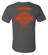 Harley-Davidson® Men's Arcs Short Sleeve Chest Pocket Cotton Tee, Charcoal