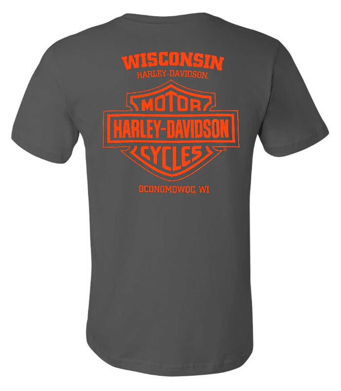 Harley-Davidson® Men's Arcs Short Sleeve Chest Pocket Cotton Tee, Charcoal