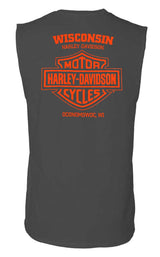 Harley-Davidson® Men's Terrace Sleeveless Cotton-Blend Muscle Shirt, Charcoal