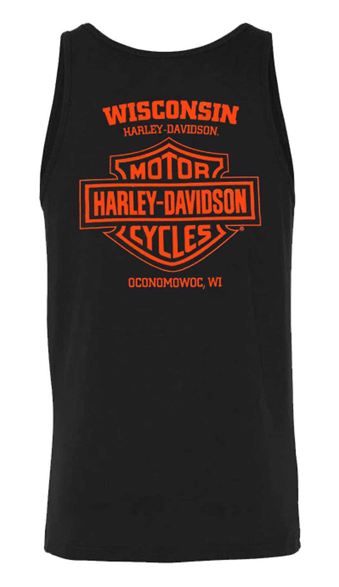 Harley-Davidson® Men's Attend Graphic Sleeveless Cotton Muscle Shirt, Black