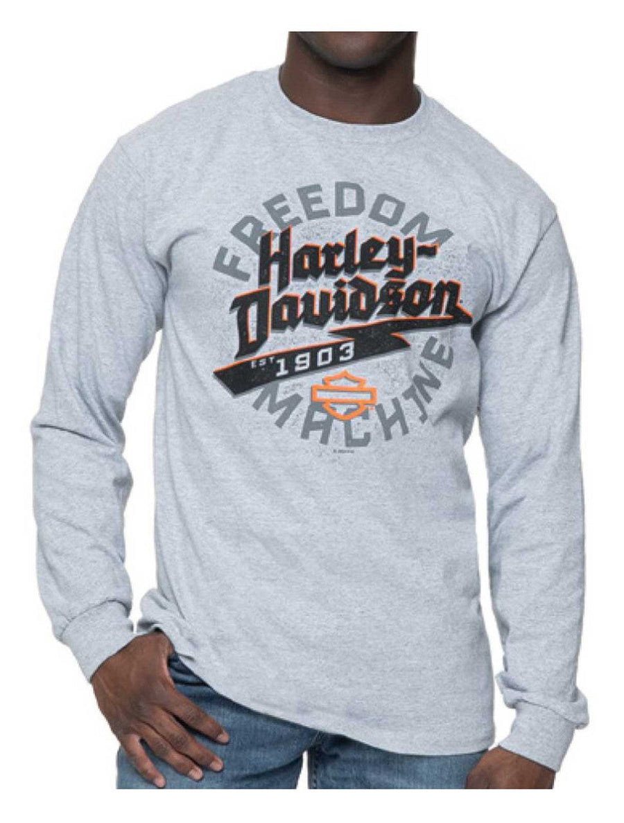 Harley-Davidson® Men's Serrate Long Sleeve Cotton-Blend Shirt, Sport Gray