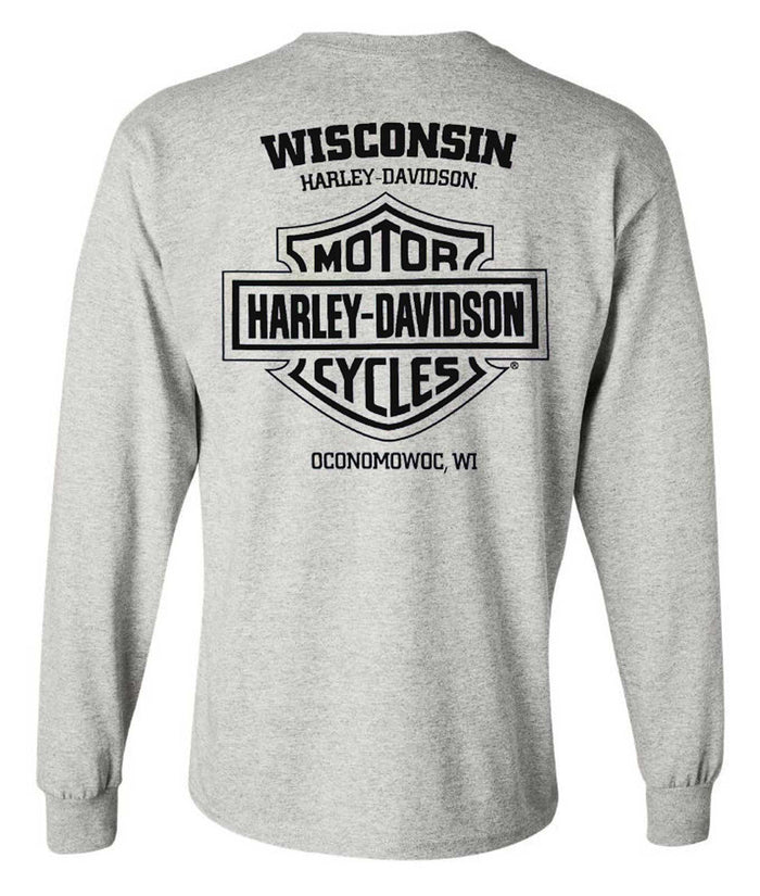 Harley-Davidson® Men's Serrate Long Sleeve Cotton-Blend Shirt, Sport Gray