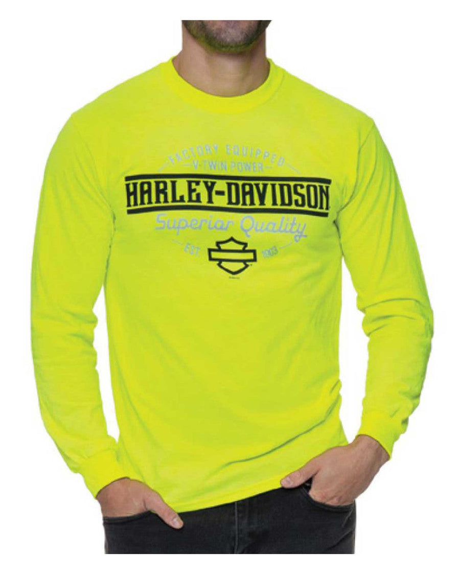 Harley-Davidson® Men's Definite Long Sleeve Poly-Blend Shirt, Safety Green