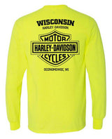 Harley-Davidson® Men's Definite Long Sleeve Poly-Blend Shirt, Safety Green