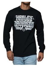 Harley-Davidson® Men's Streets Long Sleeve Cotton Crew-Neck Shirt, Black