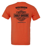Harley-Davidson® Men's Flight Poly-Blend Short Sleeve T-Shirt, Heather Orange