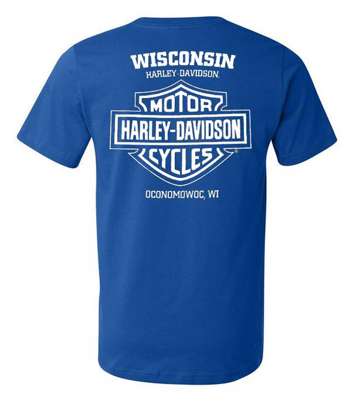 Harley-Davidson® Men's Striking Short Sleeve Chest Pocket Cotton T-Shirt, Royal
