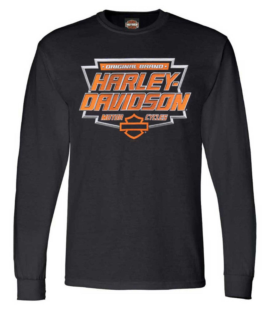 Harley-Davidson® Men's Venom Long Sleeve Cotton Crew-Neck Shirt, Black