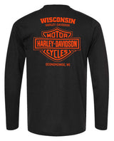Harley-Davidson® Men's Venom Long Sleeve Cotton Crew-Neck Shirt, Black