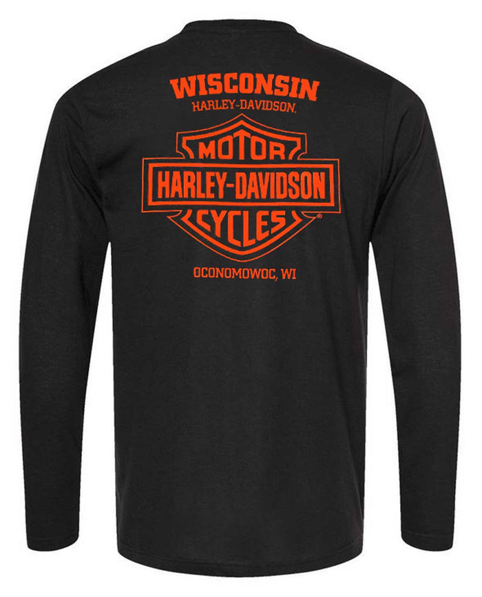 Harley-Davidson® Men's Venom Long Sleeve Cotton Crew-Neck Shirt, Black