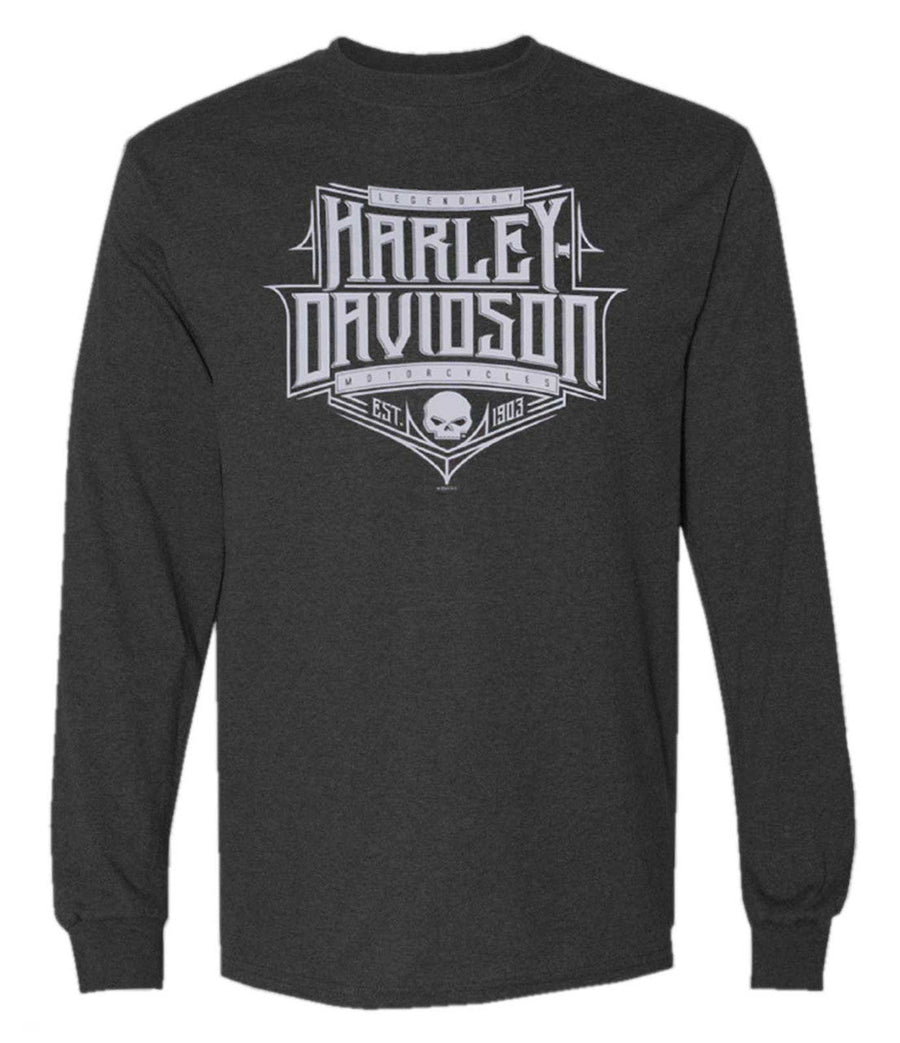 Harley-Davidson® Men's Sharpened Long Sleeve Poly-Blend Shirt, Charcoal