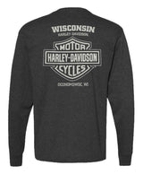 Harley-Davidson® Men's Sharpened Long Sleeve Poly-Blend Shirt, Charcoal