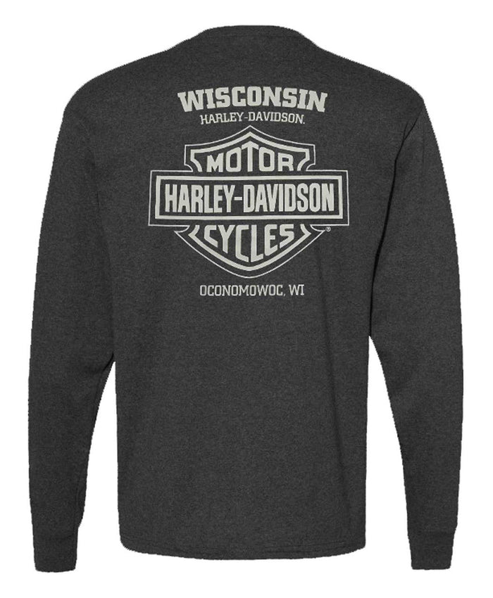 Harley-Davidson® Men's Sharpened Long Sleeve Poly-Blend Shirt, Charcoal