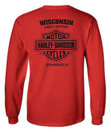 Harley-Davidson® Men's Imitate Skull Long Sleeve Cotton Crew-Neck Shirt, Red