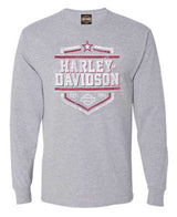 Harley-Davidson® Men's Cowboys Long Sleeve Crew-Neck Shirt, Sports Gray