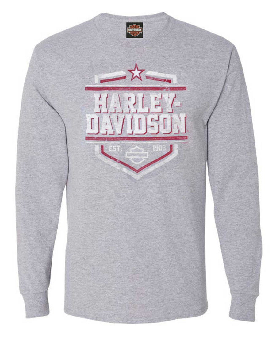 Harley-Davidson® Men's Cowboys Long Sleeve Crew-Neck Shirt, Sports Gray