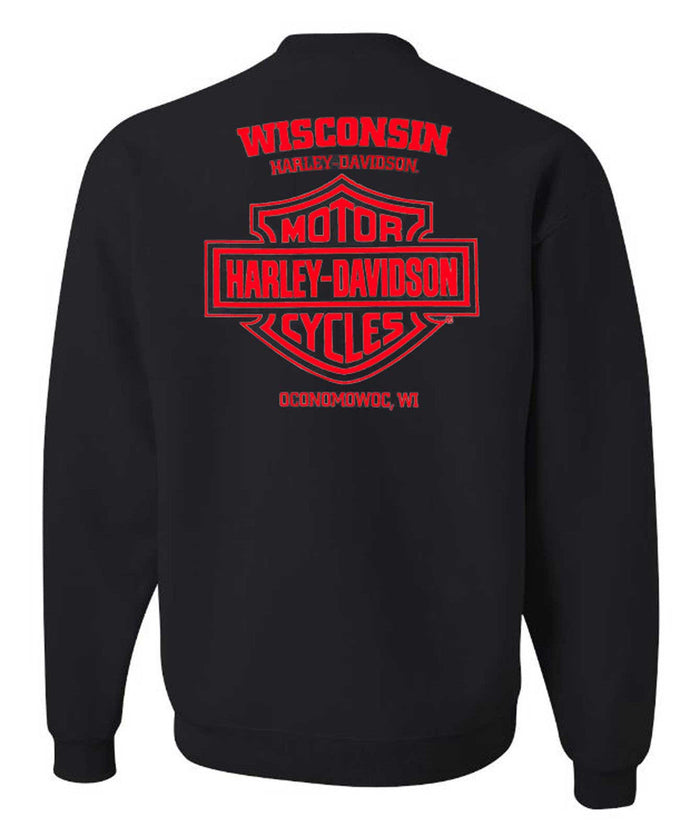 Harley-Davidson® Men's Starflyer Crew-Neck Fleece Pullover Sweatshirt, Black