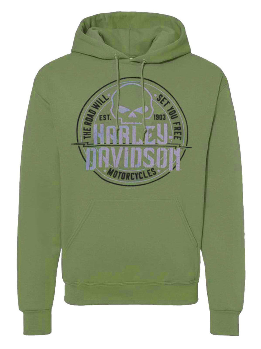 Harley-Davidson® Men's Risk Skull Pullover Fleece Hoodie, Military Green