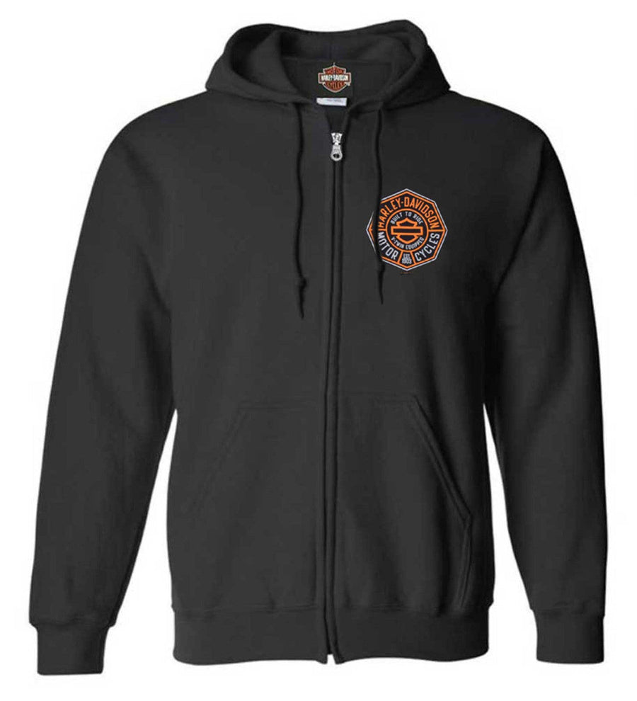 Harley-Davidson® Men's Groundwork Zip-Up Poly-Blend Hoodie Sweatshirt, Black