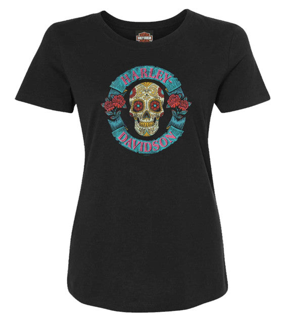 Harley-Davidson® Women's Castle Sugar Crew-Neck Short Sleeve Tee, Black