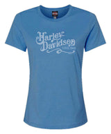 Harley-Davidson® Womens Embellished Smoke Scoop Neck Short Sleeve Tee, Teal