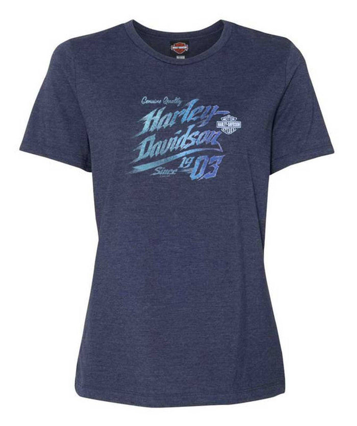 Harley-Davidson® Women's Rockers Scoop Neck Cotton Short Sleeve Tee, Indigo