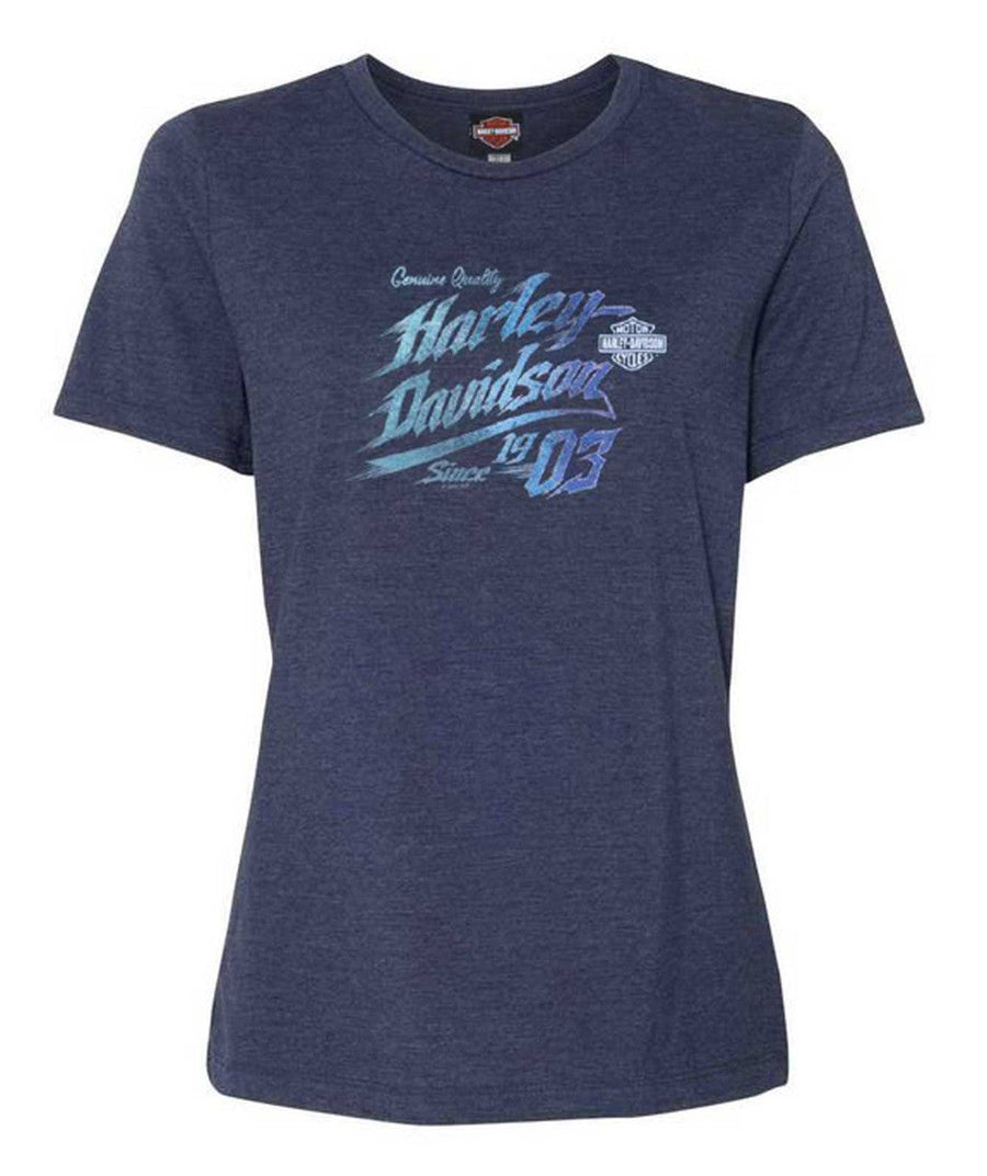 Harley-Davidson® Women's Rockers Scoop Neck Cotton Short Sleeve Tee, Indigo