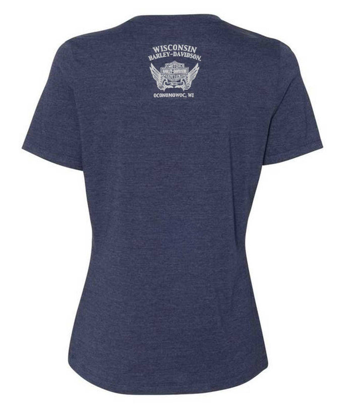 Harley-Davidson® Women's Rockers Scoop Neck Cotton Short Sleeve Tee, Indigo