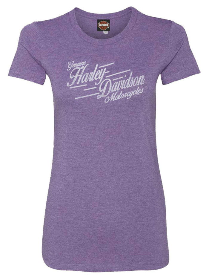 Harley-Davidson Women's Context V-Neck Short Sleeve Tee, Heather Purple