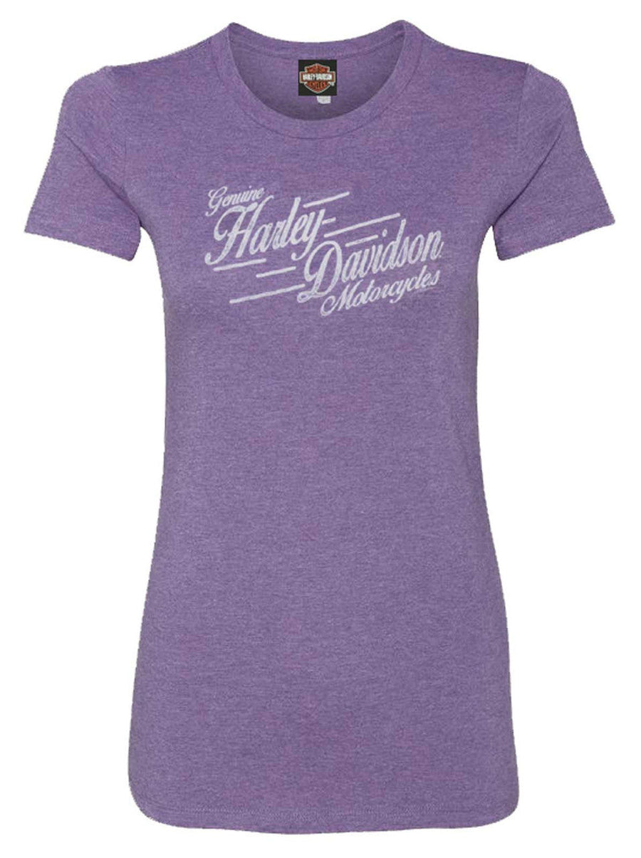 Harley-Davidson Women's Context V-Neck Short Sleeve Tee, Heather Purple