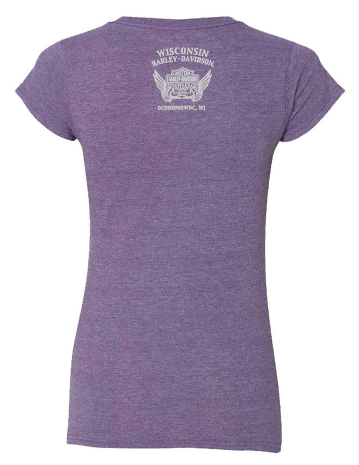 Harley-Davidson Women's Context V-Neck Short Sleeve Tee, Heather Purple