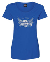 Harley-Davidson® Women's Cool Wing Foil Crew-Neck Short Sleeve Tee, Royal