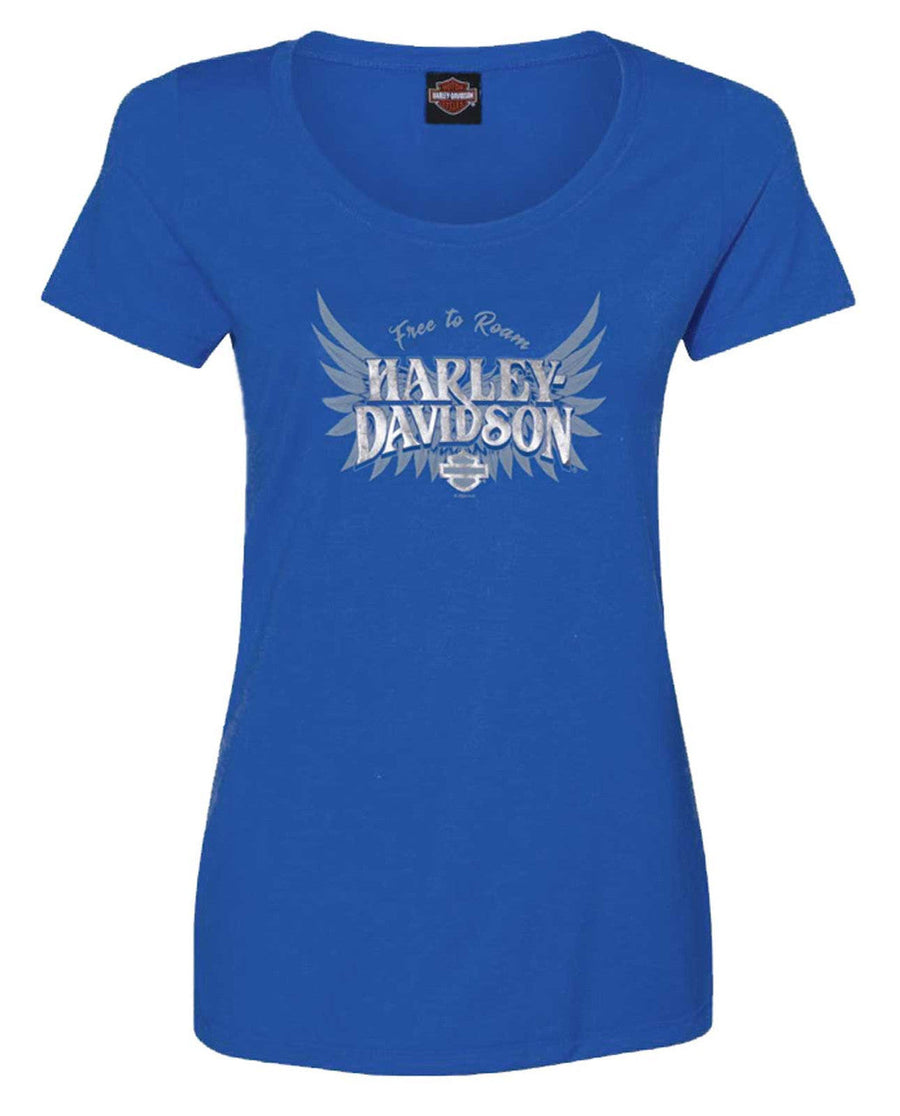 Harley-Davidson® Women's Cool Wing Foil Crew-Neck Short Sleeve Tee, Royal