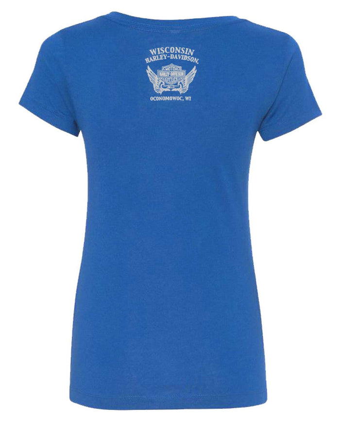 Harley-Davidson® Women's Cool Wing Foil Crew-Neck Short Sleeve Tee, Royal