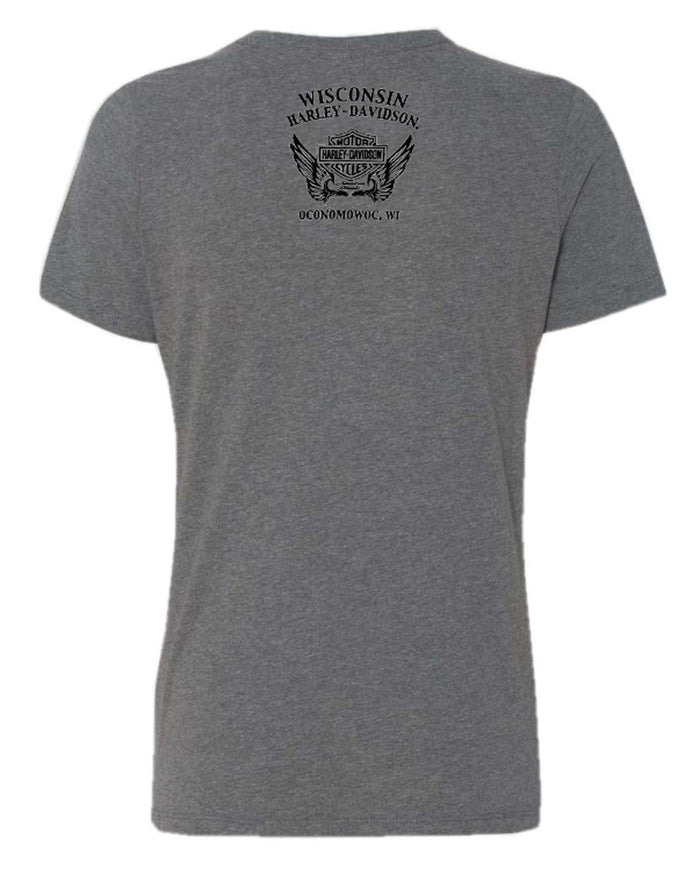 Harley-Davidson® Women's Tribunal Foil High-Low Short Sleeve Tee, Charcoal