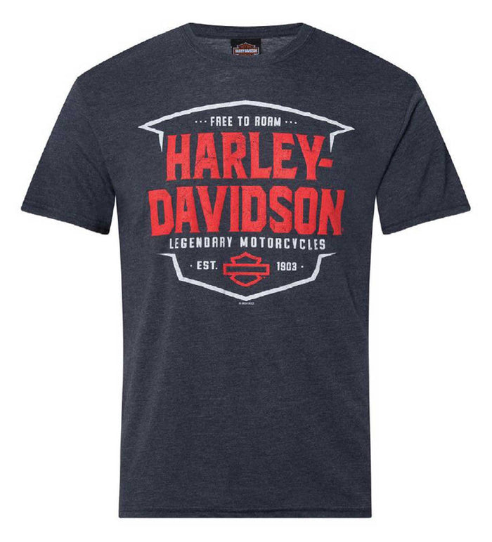 Harley-Davidson Men's Breaker Poly-Blend Short Sleeve T-Shirt, Midnight Navy