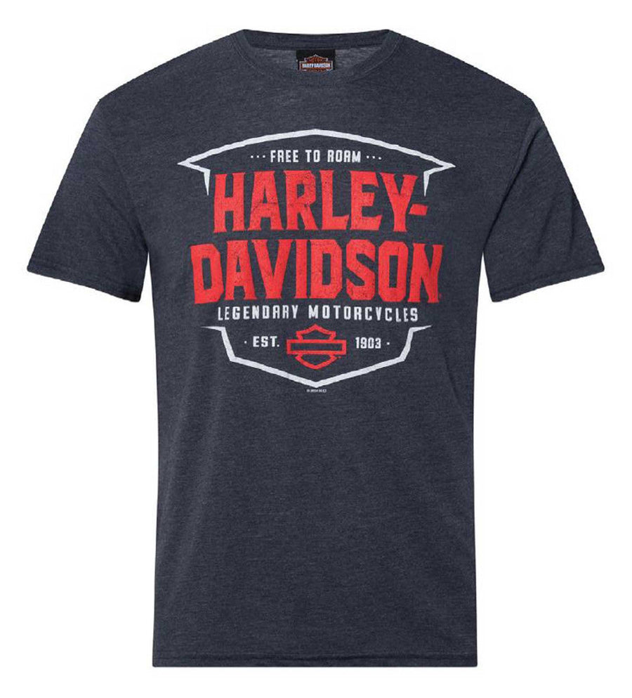 Harley-Davidson Men's Breaker Poly-Blend Short Sleeve T-Shirt, Midnight Navy