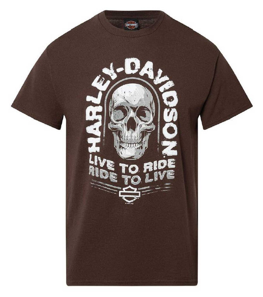 Harley-Davidson® Men's Jaunt Skull Cotton Short Sleeve Crew-Neck T-Shirt, Brown