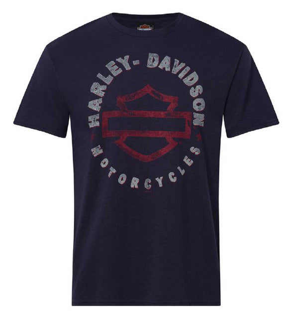 Harley-Davidson® Men's Decaying Bar & Shield Cotton Short Sleeve T-Shirt, Navy