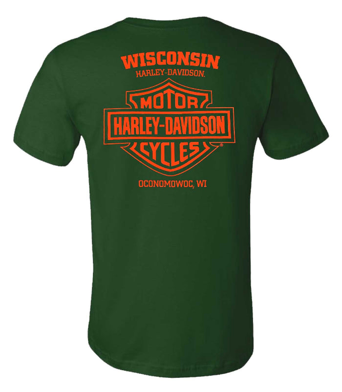 Harley-Davidson Men's Treasures Short Sleeve Cotton Chest Pocket T-Shirt, Green