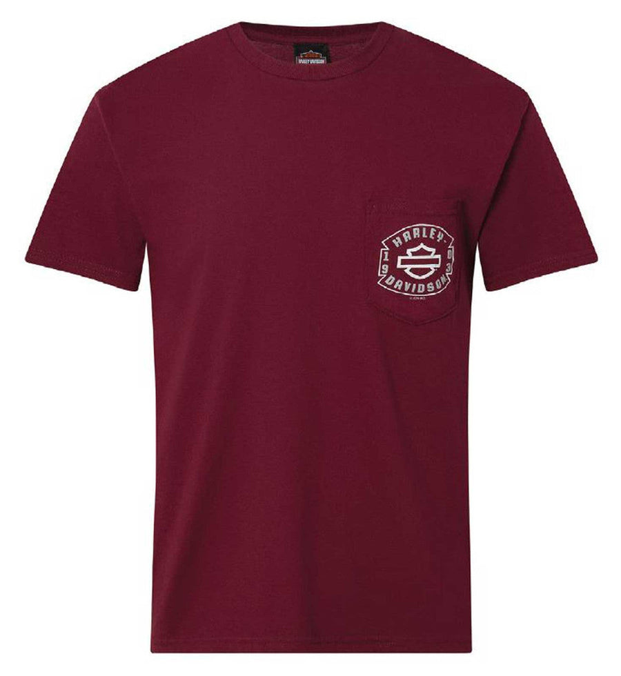 Harley-Davidson® Men's Captain Short Sleeve Chest Pocket Cotton T-Shirt, Maroon