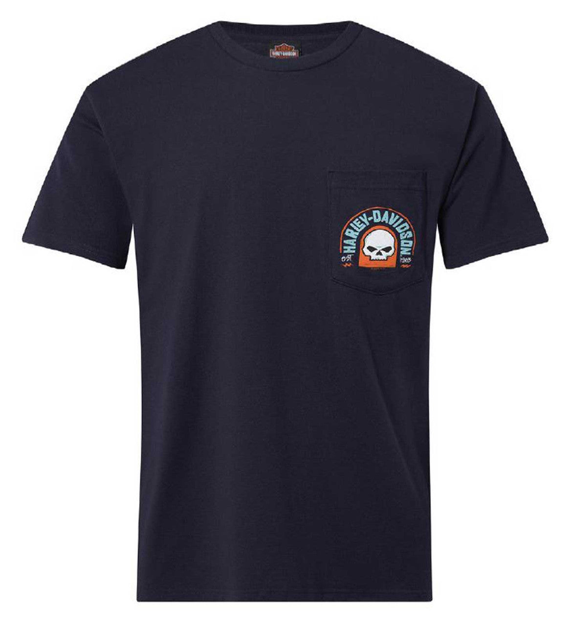 Harley-Davidson® Men's Tract Cotton Short Sleeve Chest Pocket T-Shirt, Navy