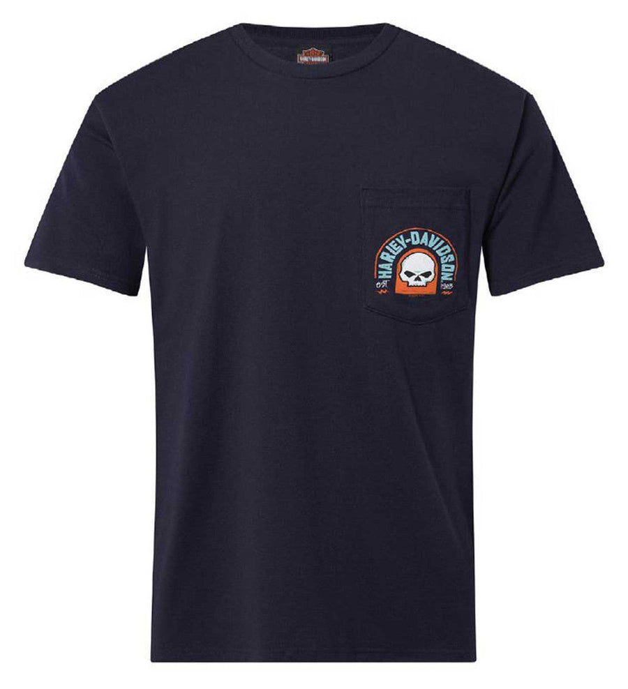 Harley-Davidson® Men's Tract Cotton Short Sleeve Chest Pocket T-Shirt, Navy