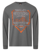 Harley-Davidson Men's Strive Distressed Long Sleeve Cotton Shirt, Charcoal